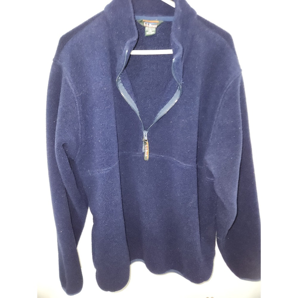 Vintage LL Bean Sweater Mens XL Blue Fleece Half Zip Outdoors